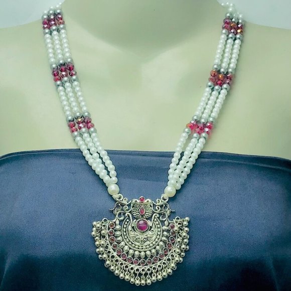 Handmade Layered Beaded Chain Necklace - Picture 4 of 8